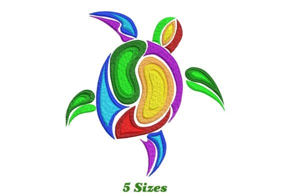 Colorful Turtle Embroidery Design