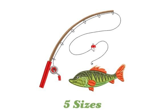 Fish on a Rod Embroidery Design