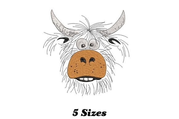Funny Cow Head Embroidery Design