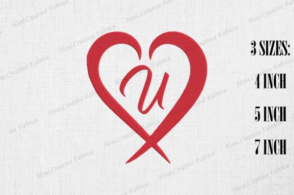 Letter U with Heart Valentine's Day