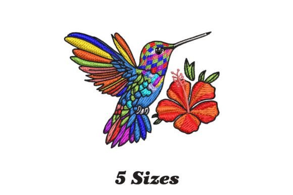 Rainbow Hummingbird Embroidery