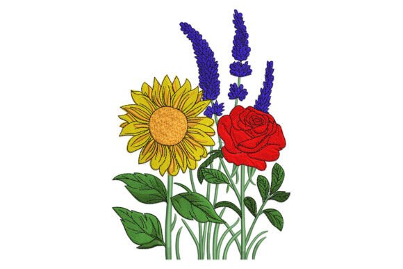 Sunflower, Rose, and Lavender